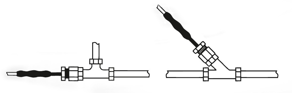 Сальник для греющего кабеля - схема монтажа.